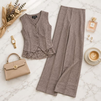 Elara Mocha Lace Set