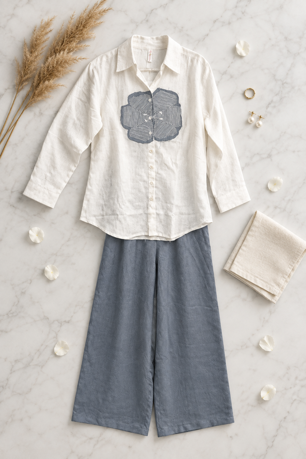 Ivory Mira Workday Coord Set In Grey