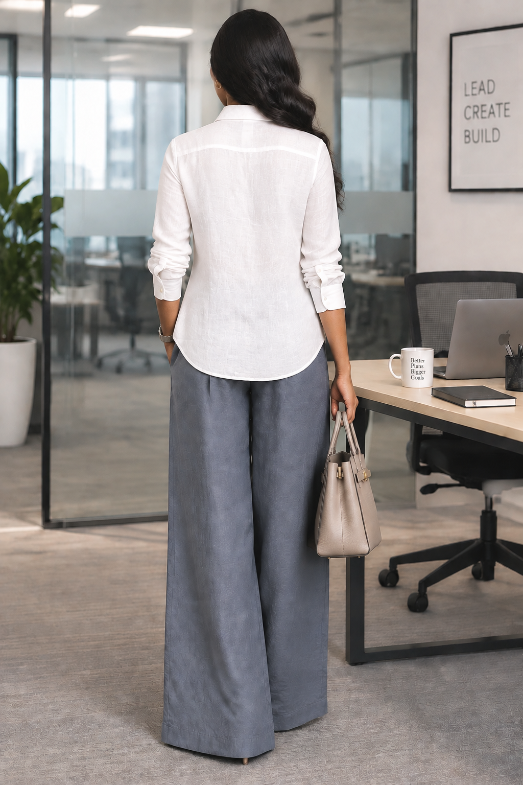 Ivory Mira Workday Coord Set In Grey