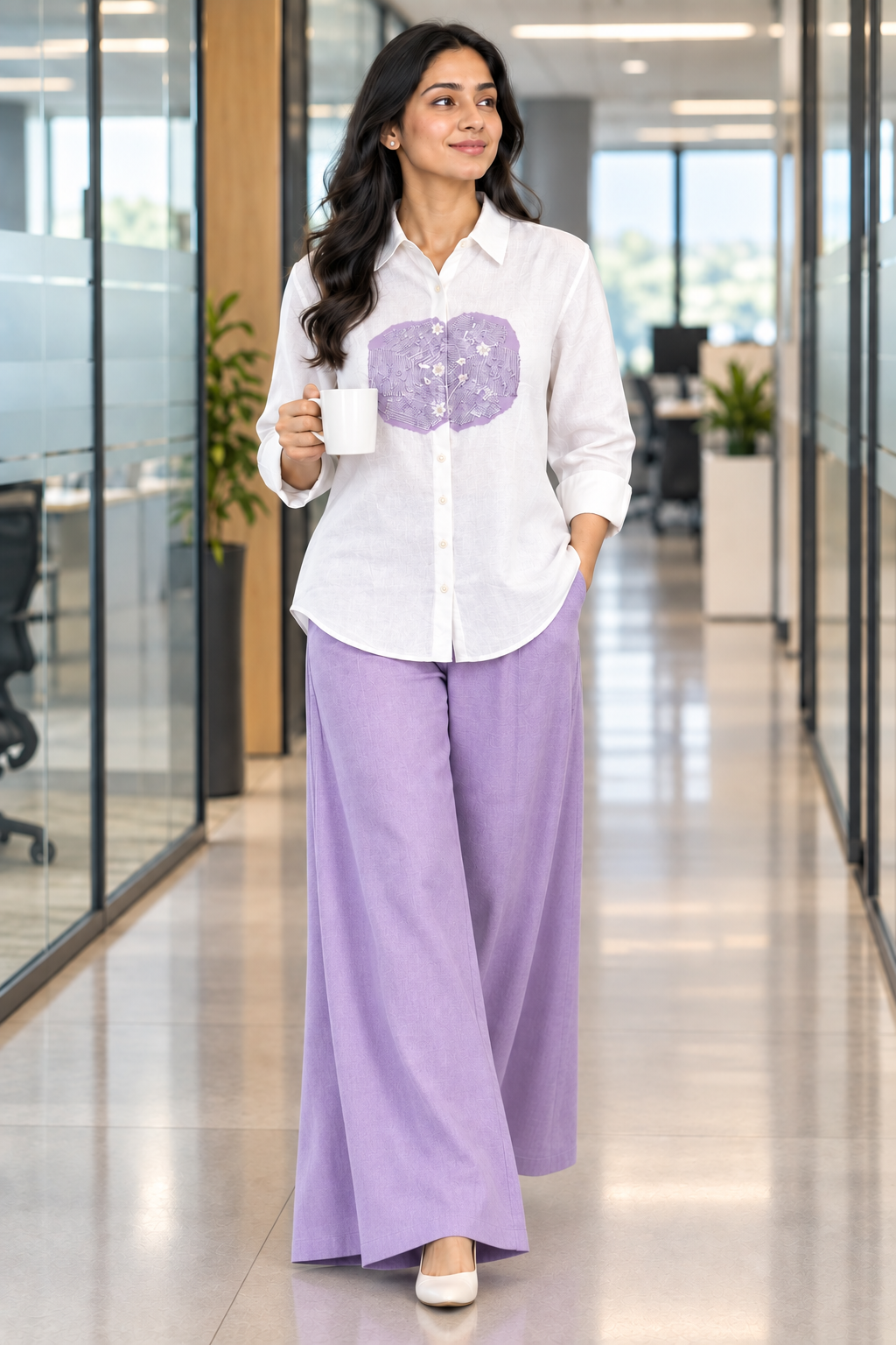 Ivory Mira Workday Coord Set In Purple