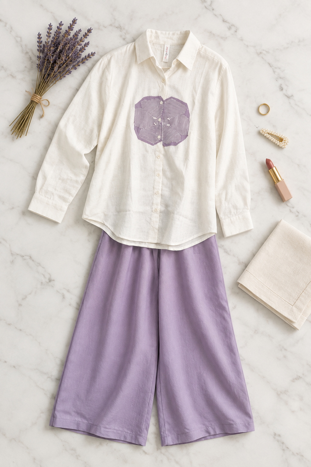 Ivory Mira Workday Coord Set In Purple