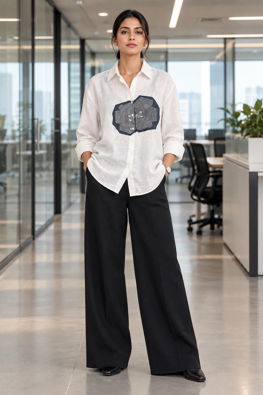 Ivory Mira Workday Coord Set In Black