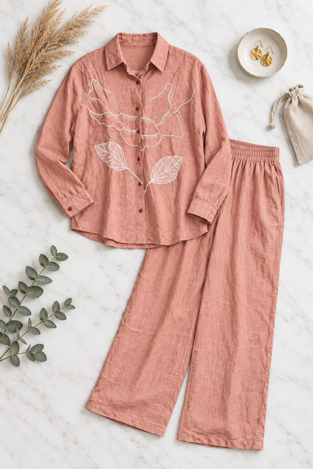 Mira Casual Coord Set In Peach