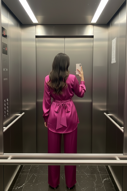 The Zivah Wrap Satin Coords in Pink